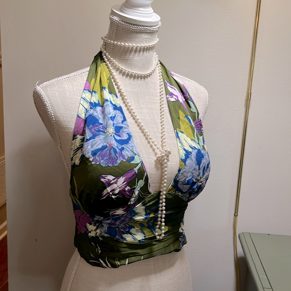 Free People silky floral Halter NWT Large